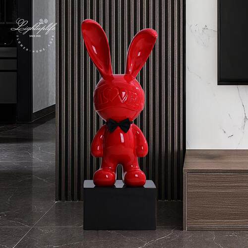 电视柜摆件客厅落地大型公仔时尚个性love兔子商场酒店咖啡馆装饰