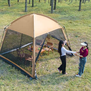 户外网纱遮阳帐篷多人露营一体式天幕烧烤沙滩野营防晒防蚊虫凉棚