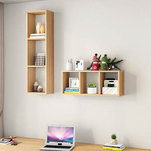 可定制书架墙上置物架实木收纳层架客厅装饰壁柜墙面书柜卧室隔板