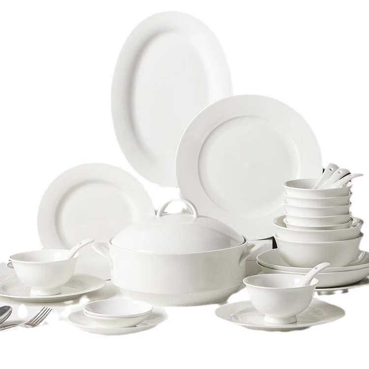 碗碟套装家用2024新款纯白盘子釉下彩陶瓷餐具骨瓷饭碗高级感碗盘