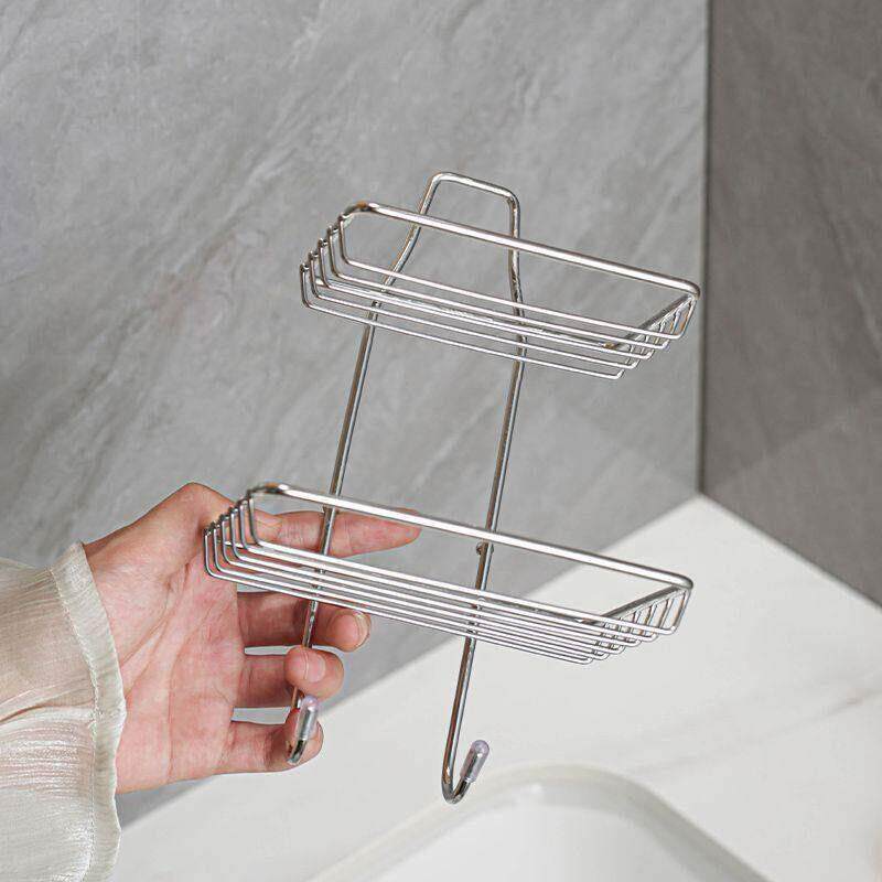 不锈钢免打孔肥皂架香皂盒强力无痕双层香皂架壁挂式置物架防水