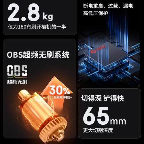 KEN锐奇无刷开槽机4190高频大功率水电混凝土墙面切割开槽切墙机