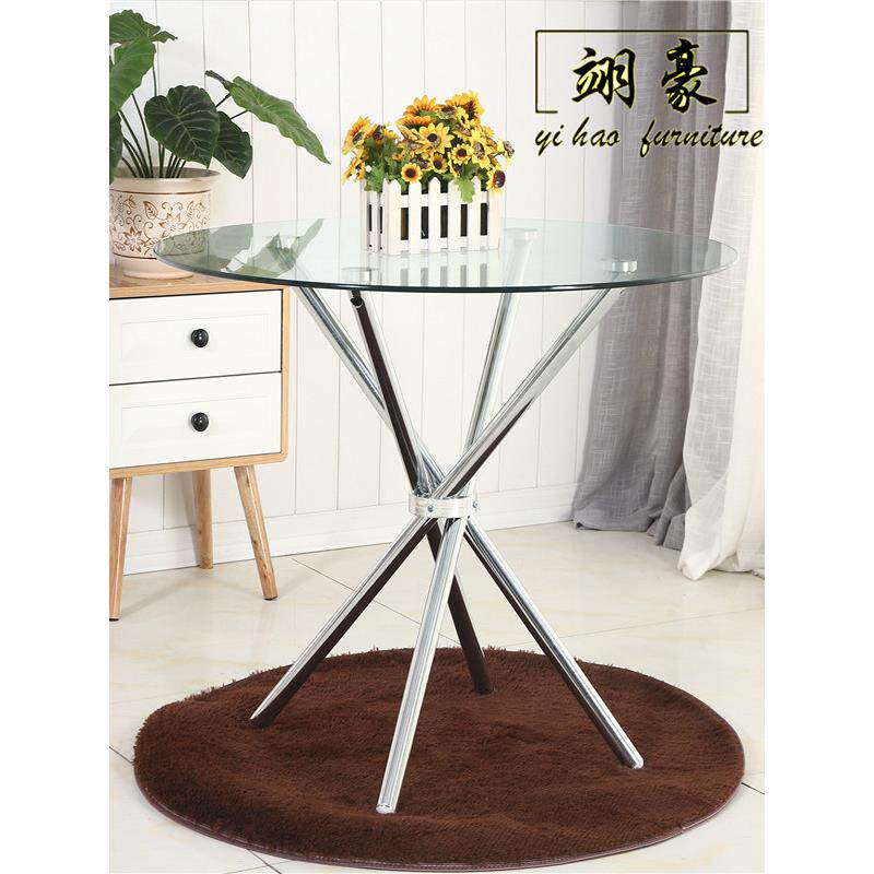 钢化玻璃圆桌小公寓餐桌简单咖啡桌阳台休息家庭咖啡桌会议小洽谈