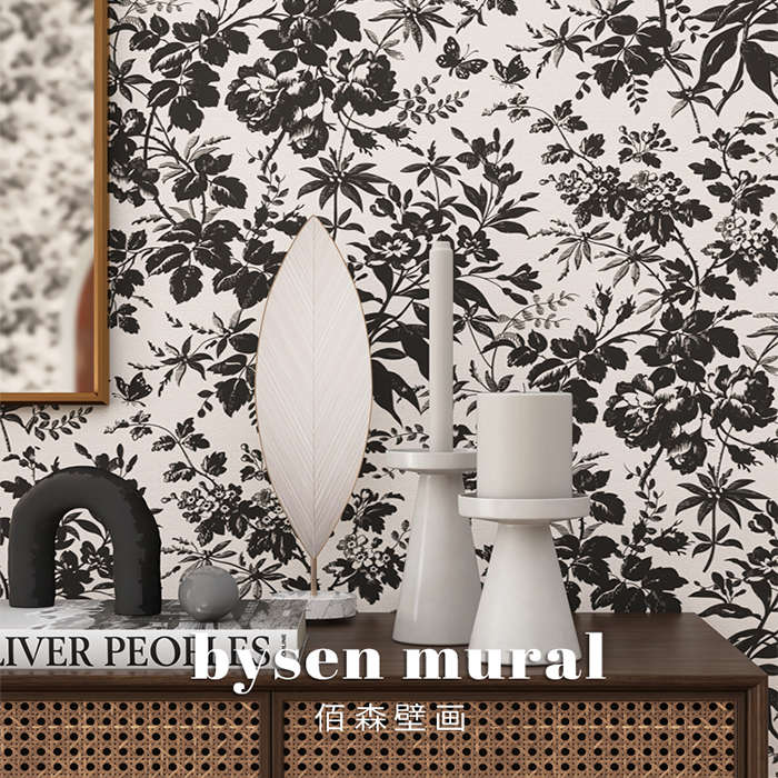 W6美式壁纸轻奢复古玫瑰床头卧室墙布法式客厅电视背景墙纸田园碎