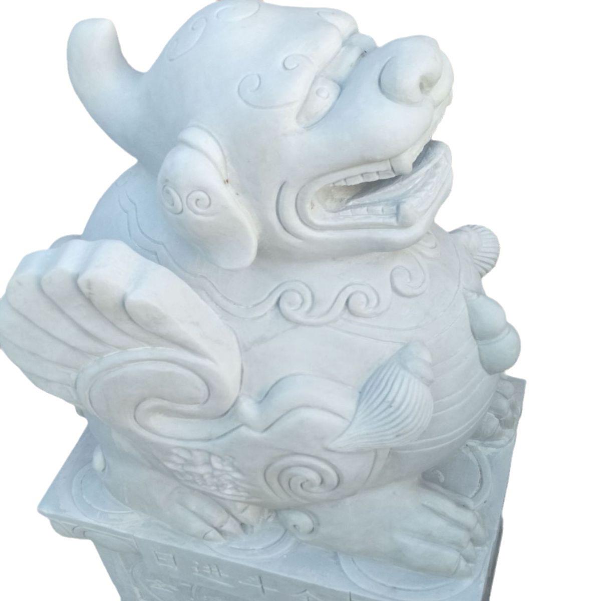 石狮子麒麟貔貅一对庭院家用酒店摆件青石石头抱鼓石仿古招财门墩
