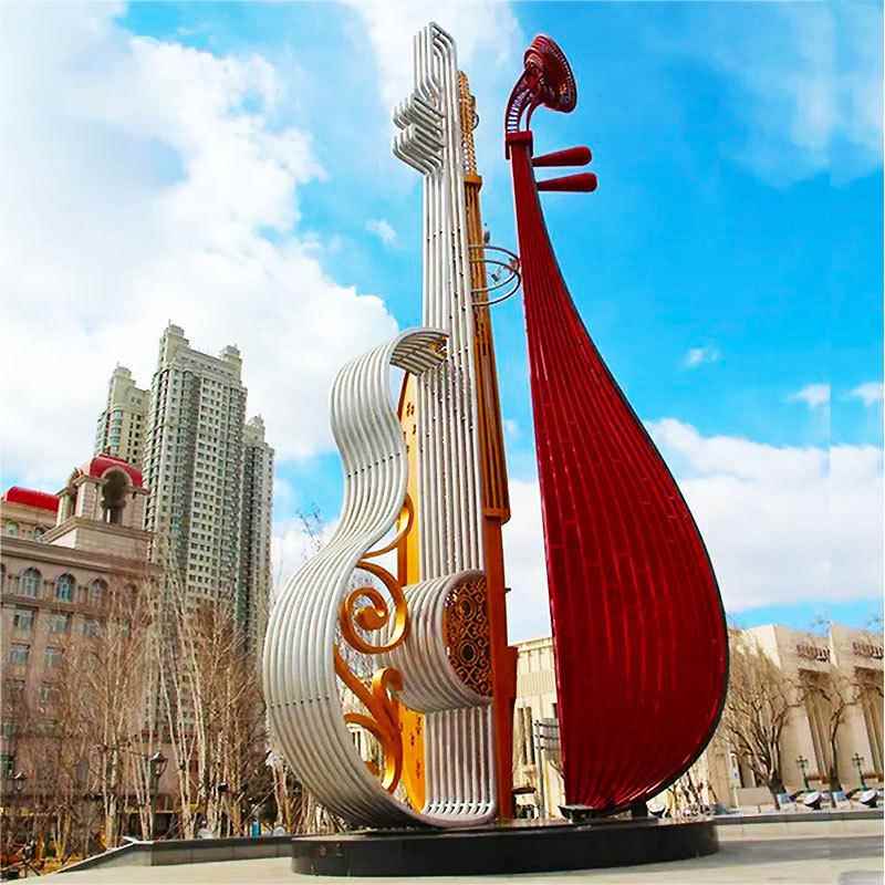 钢琴吉他景观发光雕塑广场公园户外特色造形音乐元素景观金属灯