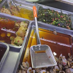 不锈钢煎铲漏铲油渣铲龙虾铲大锅铲沥油铲过滤铲厨房捞渣铲冲孔铲