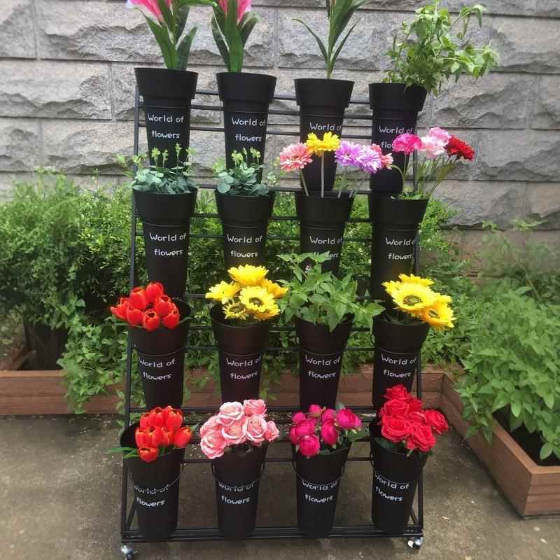 花店花架梯圆多层鲜展示阶852架货架桶架花子鲜花桶架子可移动花