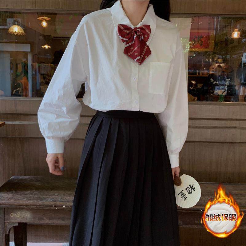 小田町jk装2022新款加绒日系学院风长袖白色衬衫女制服学生百搭衬
