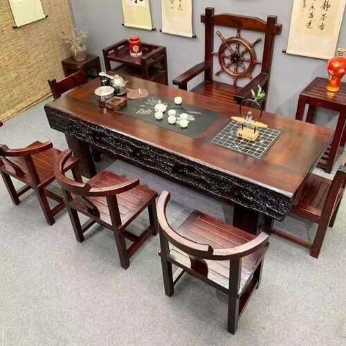 H1F72X老船木茶桌椅组合实木功夫泡茶桌办公室家用全自动茶台一体
