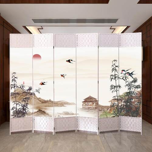 高档家遮用屏风隔断客厅现简约折叠木质玄关移动办可公室进门代卧