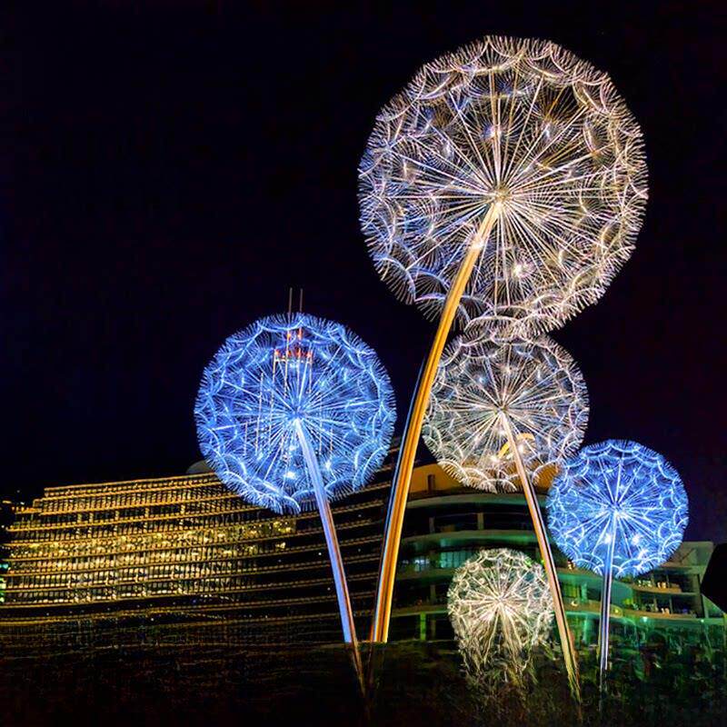 Led光纤蒲公英灯户外庭院公园照明景观芦苇灯花园花园发光球灯