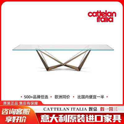 Cattelan餐桌钢化玻璃高端长方形餐桌外贸出口不锈钢餐桌轻奢家具