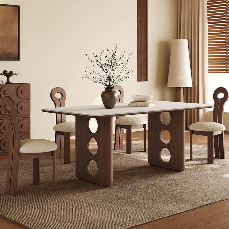 中古风实木岩板餐桌家用小户型2026新款法式复古长方形实木餐桌椅,住宅家具,岩板餐桌,淘宝优惠券,粉丝福利购,淘宝优惠卷