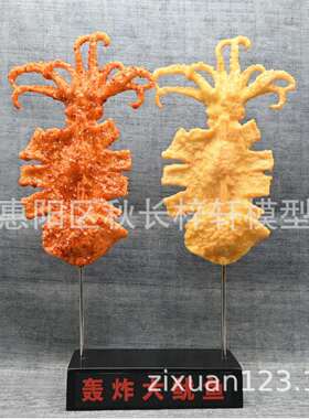 轰炸大鱿鱼模型仿真铁板鱿鱼炸鱿鱼菜品模型食物模型展示