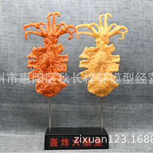 仿真轰炸大鱿鱼模型食品模型香辣铁板鱿鱼章鱼凤舞串夜市装饰展示