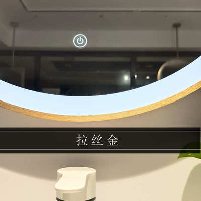 新款皮带吊镜挂墙化妆镜圆形智能魔镜金色银色铝材镜框