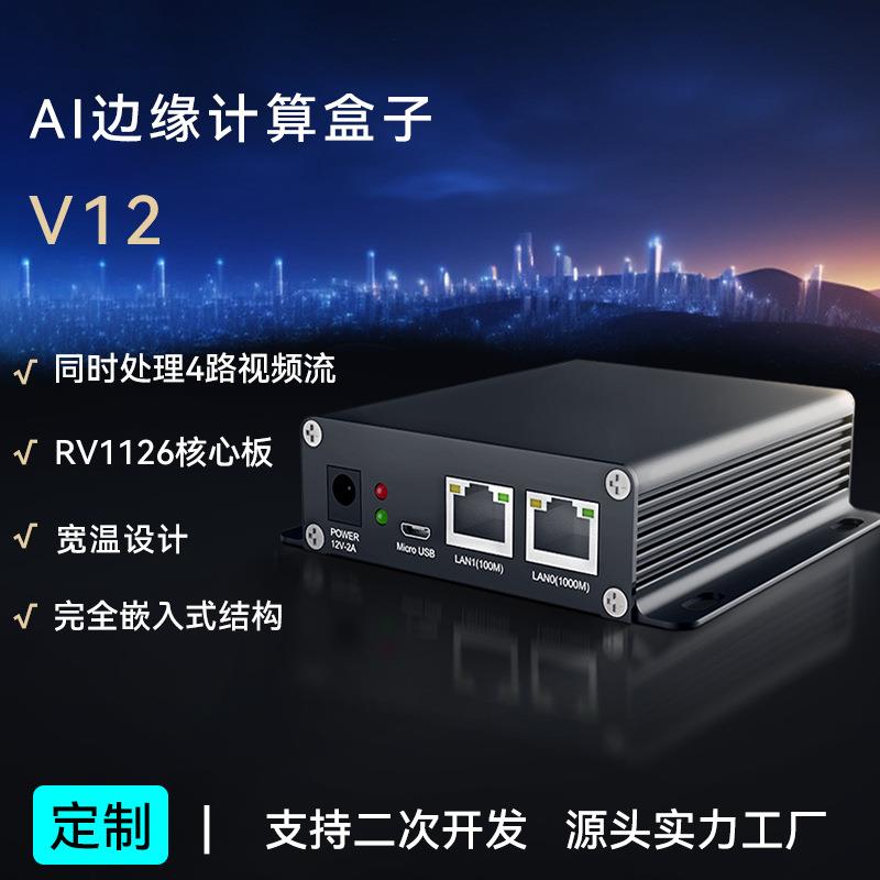 嵌入式边缘计算网关V12双网口监控AI算法智能工控盒子支持二开