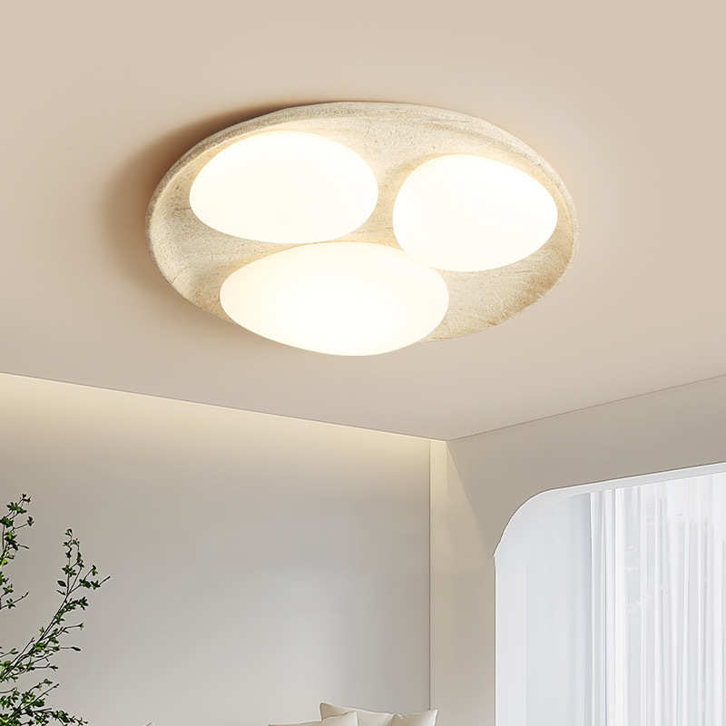 黄洞石创意客厅灯日式侘寂风鹅卵石卧室灯个性民宿大厅灯具吸顶灯