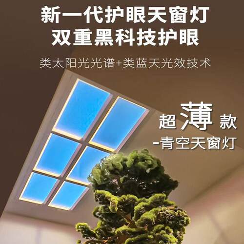 超薄现智能蓝天晴空灯厨房厕所玄关酒店灯青蓝色天空灯自然光