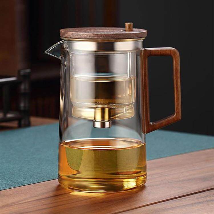 泡茶壶飘逸杯一键过滤胡桃高硼硅玻璃全玻璃内胆茶水分离茶具