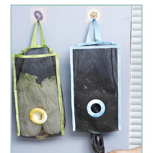 Wall-mounted kitchen trash bag organizer, no drilling requir