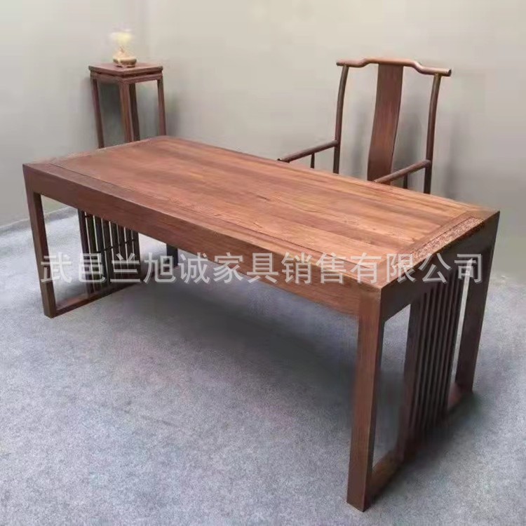 新中式家用实木茶桌办公室老榆木禅意泡茶台茶室功夫茶桌椅组合