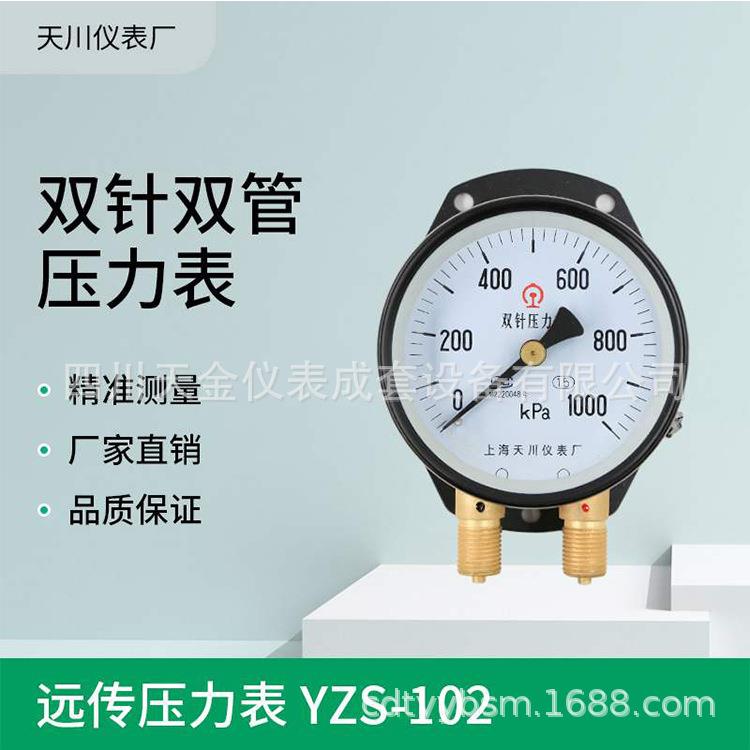 上海天川双针双管压力表YZS-102铁路船舶1000/1200KPa高静压力计