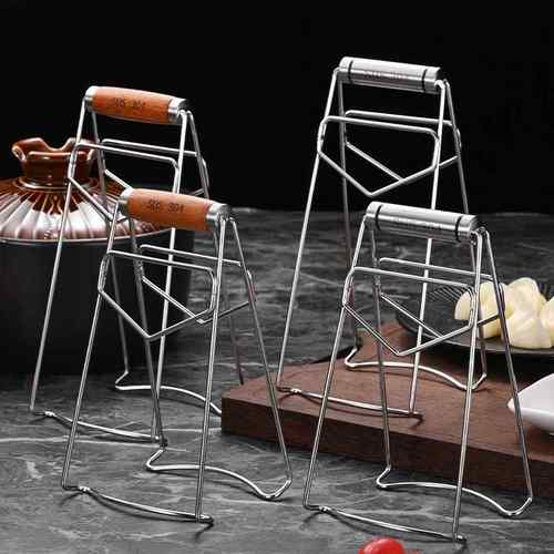 304不锈钢花梨木防烫夹家用碗碟夹厨房多功能提盘夹砂锅蒸菜夹子