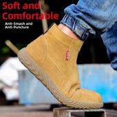 男牛皮防烫轻质工作防摔防刺透气加厚工作鞋 四季 高帮焊工劳保鞋