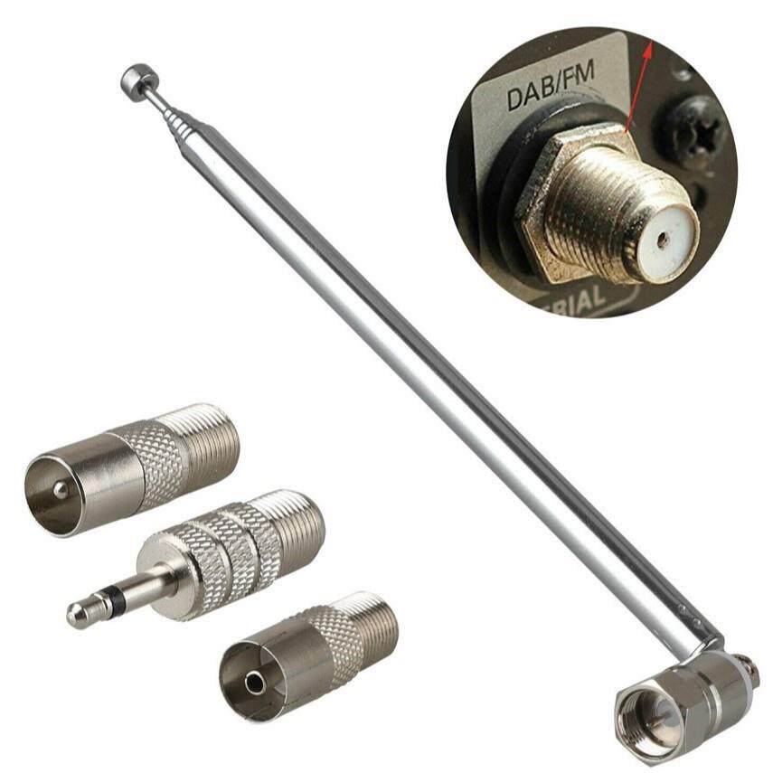 7123收音机拉杆天线F头转3.5mm TV头TV母头 总长76厘米三件转接头