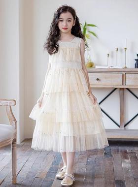 英国Next Kiss女童连衣裙夏季2025新款儿童背心裙中大童过膝长裙