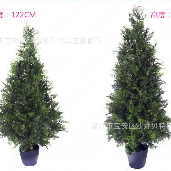 仿真柏树酒店落地装饰树落地摆件盆栽假松柏树喷雪松树圣诞树