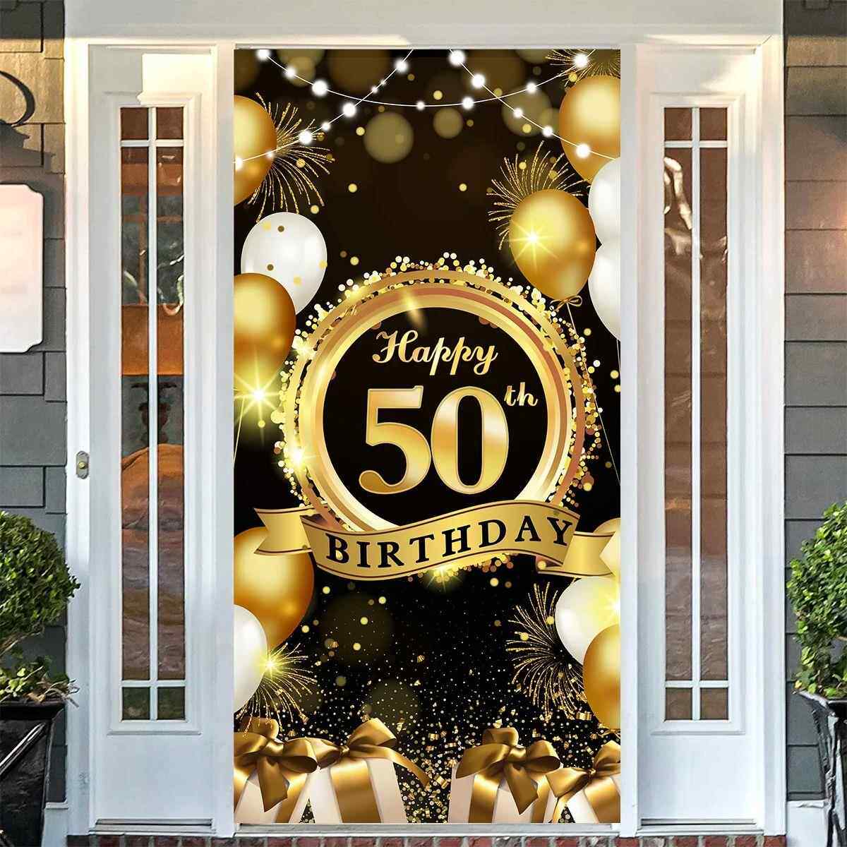 Happy 50th Birthday Backdrop Background Banner For Man Napki