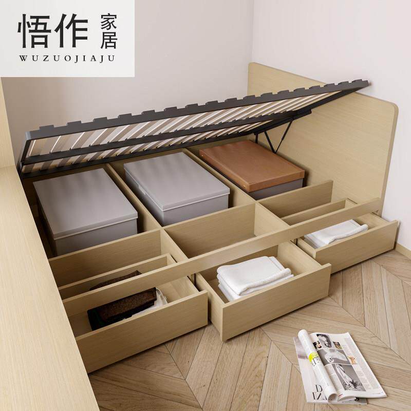 实木ENF排骨架高箱榻榻米储物床小房间省空间板式储物双人床定制