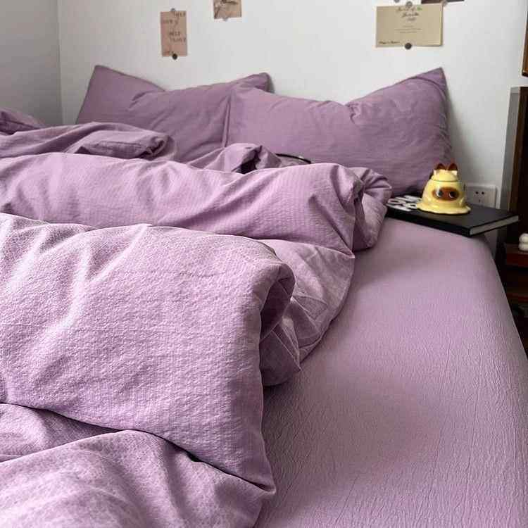 类母婴约纯宿色超软UZZ双纱四件套床单被简套层学生舍三件套床笠