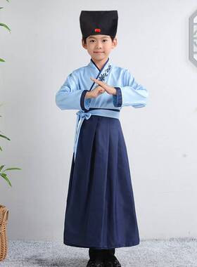 黑色汉服帽子男童儿童古装书生帽古代古风帽秀才儒巾国学书童头饰
