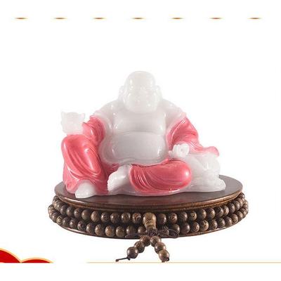 正品弥汉白玉勒佛玉雕摆件公办汽车笑佛像摆件高档环保冰玉佛车饰
