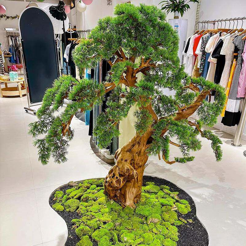 仿真迎客松摆件关玄造景客厅大植创型意仿生绿物假山松树落地摆设