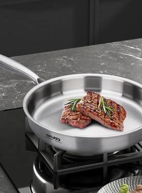 1锅810三层-平底锅锅用不锈家钢煎厂家123125不粘牛排锅