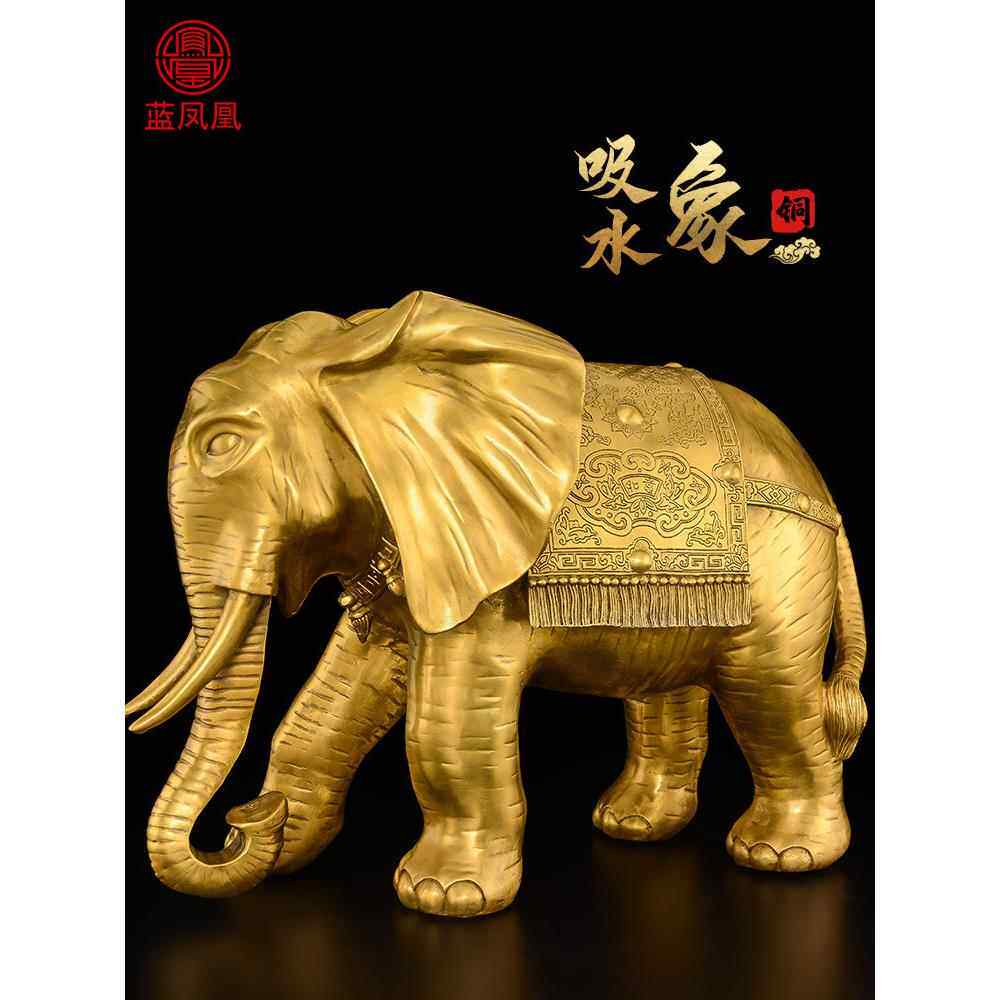 一对铜象饰品，一对吸水象，客厅电视柜，办公室钱门，大尺寸铜象