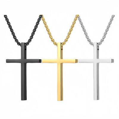 Stainless Steel Unisex Cross Necklace for Men and Women
