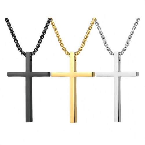 Stainless Steel Unisex Cross Necklace for Men and Women