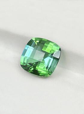 天然蓝绿碧玺椭圆形裸石戒面彩色宝石无处理绿色宝石刻面饰品镶嵌