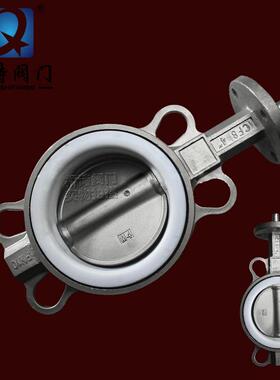 不锈钢四氟对夹蝶阀不锈钢四氟蝶阀DN50~DN200D71F-10/16P