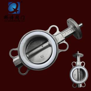 16P 不锈钢四氟对夹蝶阀不锈钢四氟蝶阀DN50 DN200D71F