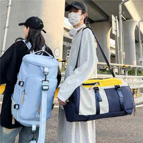 现货新款大容量旅行包多功能手提学院风运动双肩包干湿分离健身包