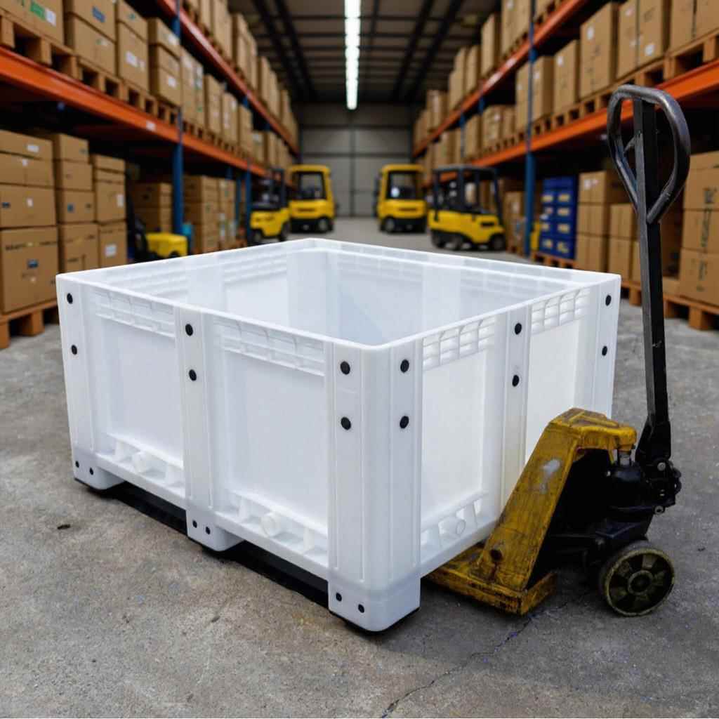 白色卡板箱特大型塑料周转箱封闭箱式仓储托盘箱叉车中转箱塑料箱