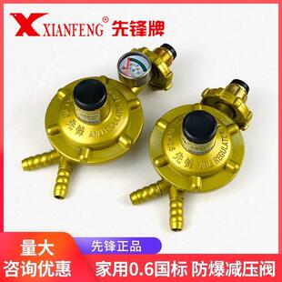 先锋新国标家用0.6双咀防爆液化气减压阀瓦斯瓶自锁热水器瓦斯阀