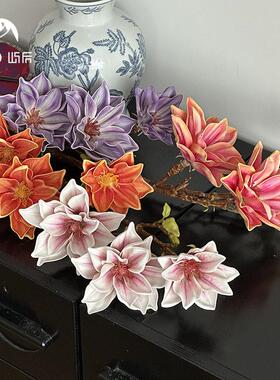 屿后仿真花3头玉兰花年宵插花家居摆设花艺餐桌装饰花店资材